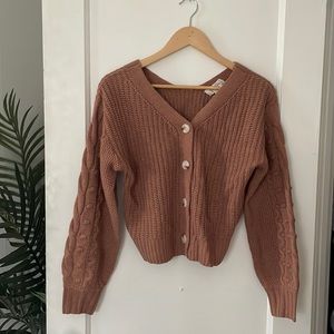 Cropped button up cardigan sweater